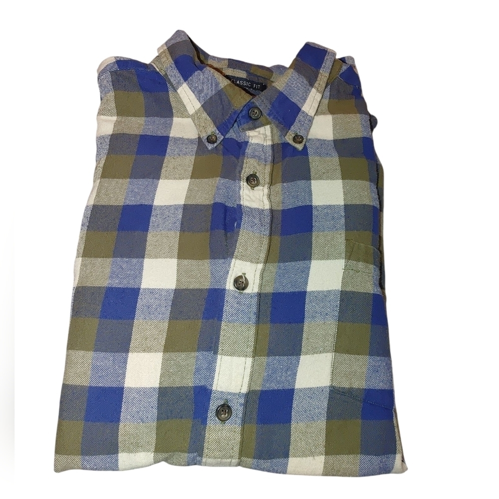 St. John's Bay Classic Blue and Green Button Down Shirt, Size XL Classic Fit